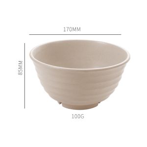 [SG SELLER] 4pcs/set Wheat Straw Tableware Rice Eating Bowl Household Large Bowl Creative Anti-drop Plastic Soup Bowl