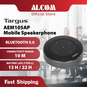 TARGUS AEM105 Bluetooth Speakerphone with Bluetooth 5.0 Omni-Directional Mic Noise Cancellation Rechargeable & 22h Playtime