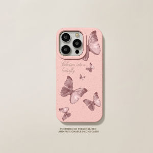 For iPhone 14 Pro max Pink Butterfly ins Trendy shell 13 12 11 15 8plus 7plus iPhone Case XR X Xs Max 11pro Soft glue
