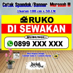 Spanduk Banner Ruko Disewakan Ukuran 1 meter x 50 cm