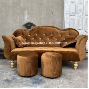 Ghế Sofa Phòng Chờ 1m7 xanh ngọc vải nhung - ghế sofa cổ điển băng thuyền cao cấp - bh 12 tháng
