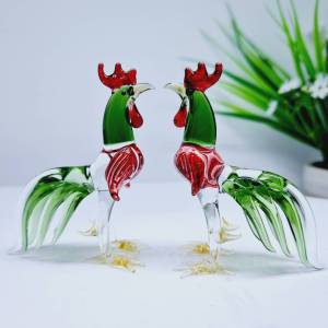ไก่แก้ว ไก่ไอ้ไข่วัดเจดีย์ งานฝีมือ   Handmade chicken คู่เขียวเหนี่ยวทรัพย์  สูง6-7 cm(ขายคู่นะค่ะ)
