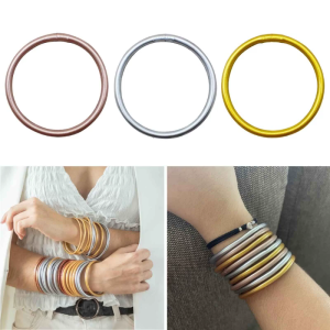 3 Colors Gold Foil Filled Plastic Silicone Bracelet Suitable for Girls Birthday Mothers Day Bride Wedding Party