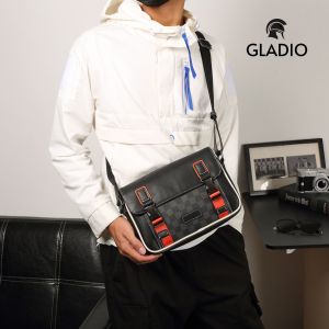 GLADIO Tas Selempang Pria Azaka GLD003B5 Hitam Motif Elegan Kulit Premium Sling Bag Multifungsi