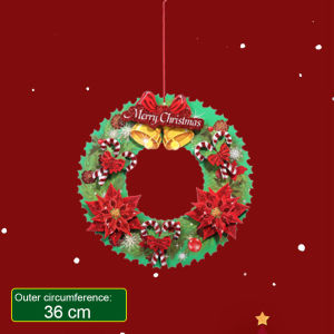 3D Christmas Paper Wreath with Glitter Creative Window Hanging Decoration