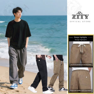 ZITY Mens Plus Size Drawstring Pants Trouser Straight Cut Cargo Pants Cotton Elestic Casual Long Pants