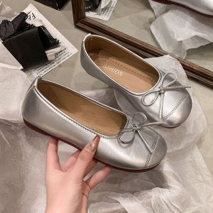 Free Shipping 4143 Plus Size WomenS Shoes Single Shoes Bowknot Flat Shallow Toe New Style Gentle Spring Slip-On
