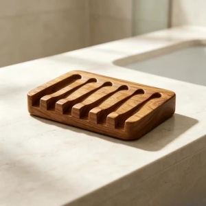 Sacesr Solid Wood Portable Soap Dishes Water Draining Tray Integral Bamboo Soap Holder Indoor Home Washroom Bathroom Decor Products Q8H3K