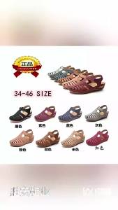 【Free Shipping】Womens Sandals Wedge Heel Summer Clogs Large Size Non-Slip New Vintage Red Black