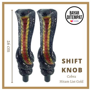 SHIFT KNOB MOTIF COBRA HITAM LIST GOLD / TONGKAT TUAS PERSNELING / SHIFT KNOB MOBIL DIESEL MOTIF