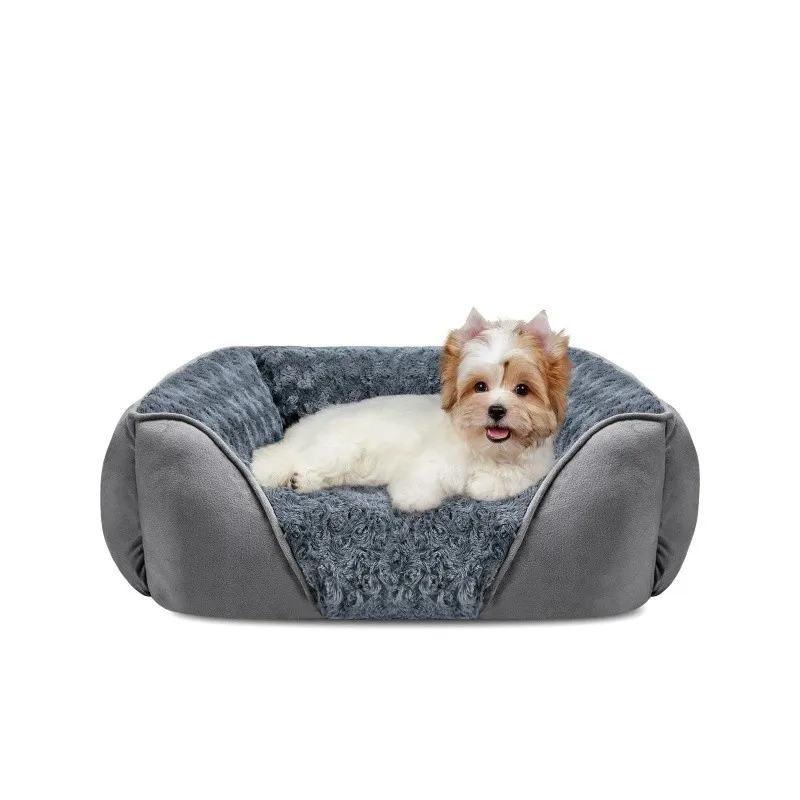 Benepaw Ultra Soft Dog Bed with Raised Edges for Comfort and Security  Washable Faux Fur and Suede Pet Bed for Joint Support with Anti-Slip Bottom