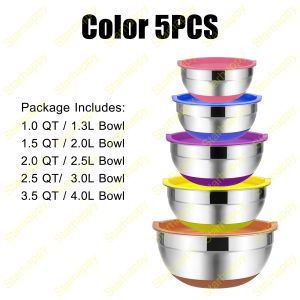 STAR Baskom Dapur 1 Set Isi 5 Dari Stainless Steel Super Tebal Untuk Cuci Sayur Wadah Sup Cuci Beras stainless bowl mangkok mangku baskom adonan mixing ukuran 18-26cm/1.3L-4L stainless steel Mixing Bowl Set Salad Bowl