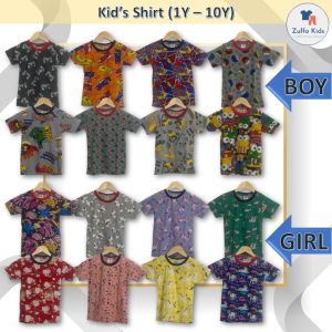 Boys and Girls Shirt Printed Allover Cute/Tshirt comel Kanak-Kanak Lelaki dan Perempuan - RANDOM DESIGN [1Y - 10Y]