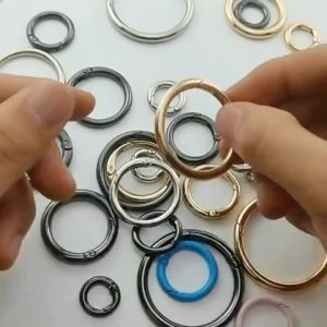 WH 10Pcs Metal O Ring Spring Clasps Openable Round Carabiner Keychain Multipurpose Bag Snap Hook Connector DIY Jewelry Accessories