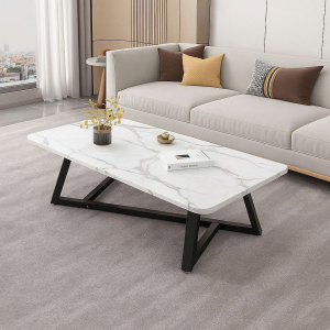 Bàn trà sofa hoạ tiết vân đá thiết kế chân sắt decor phòng  hiện đại - GM224