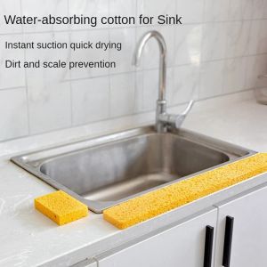 Long Strip Wood Pulp Cotton Sponge Absorbent Strip Sink Splash Guard Sink Splash Water Catcher Wash Basin Water Blocking Sponge Strip 59*7*1.5cm