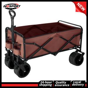 รถเข็นตั้งแคมป์พับได้พร้อมล้อหมุนสำหรับกิจกรรมกลางแจ้ง ทนทานและน้ำหนักเบา เหมาะสำหรับเดินป่าและตั้งแคมป์