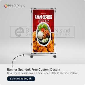 PRINT CETAK SPANDUK BANNER AYAM GEPREK WARNA MERAH FREE DESAIN