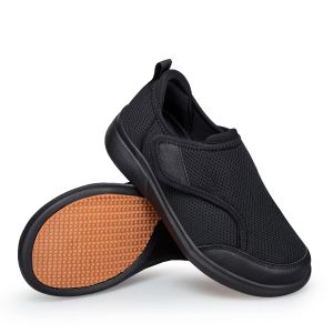 Eshi người đàn ông Sneakers phụ nữ rộng chiều rộng bệnh tiểu đường giày vải lưới có thể điều chỉnh chỉnh hình Giày đi bộ cho người già bàn chân bị sưng Non-Slip Giày đi bộ