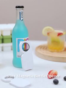 1 Pack 3 in 1 Magnetic Beer Bottle Opener for Fridge and RV with Cap Catcher - Pop Can Soda Can Vegetaable Can Opener Stick to Refrigerator for Easy Storage with Magnet