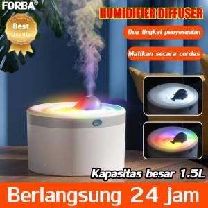Dikirim dalam waktu 24 jam FORBA Humidifier Diffuser 1500ML Penyemprotan terus menerus selama 12 jam Lampu suasana warna-warni Pemadaman terjadwal Aromatherapy essential oil difuser USB mini air purifier