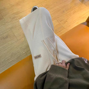 celana panjang polos pria putih Kain wafel celana lurus highwaist tebal celana panjang pria kaki lebar celana pinggang karet pria Celana panjang pria kekinian celana pria kasual panjang fashion korea celana joger premium