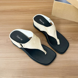 [Free Shipping] Thick-Soled Wedge-Toe Flip-Flops For Women Summer 2026 Vacation-Friendly Dressy With Inner Height-Increasing Design Beach Sandals