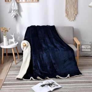 Lambs wool double layer blanket Flannel thickened warm summer lambs wool blanket
