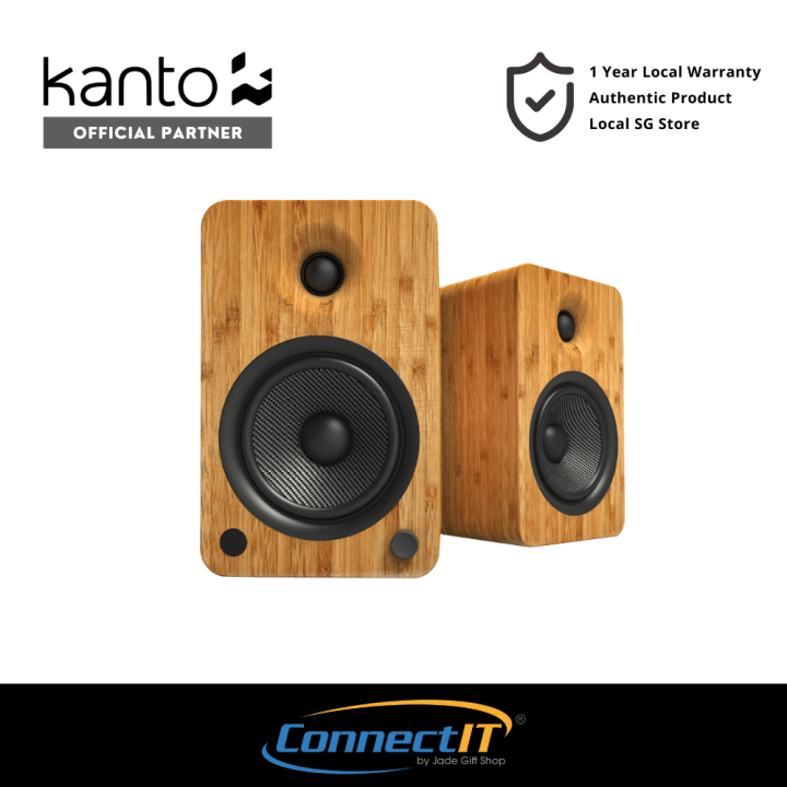 Kanto Yu6 Powered Bookshelf Speaker With Wireless Bluetooth And Phono Preamp Remote Control 7117