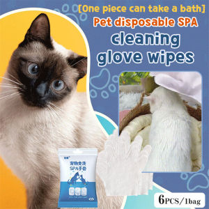 6pcs Pet SPA Cleaning Gloves Cat Dog Grooming Wet Wipes Pet Dry Wash Glove Disposable Wash-Free Gloves 免洗手套湿巾