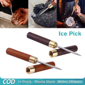 Stainless Steel Ice Pick With Wooden Handle And Safety Cover Ice Bucket With Tongs For Kitchen Bars And MilkTea