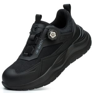 Large Size 48 Mens Summer Safety Shoes Rotating Button Work Sneakers Steel Toe Shoes Puncture-Proof Protection Shoes Security