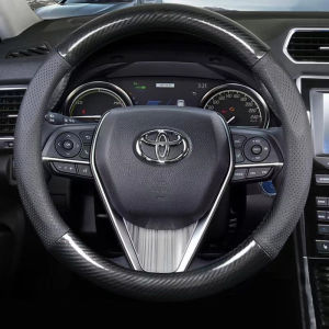 【Car Universal】Car steering wheel cover non-slip wear-resistant sweat-absorbent breathable carbon fiber leather grip[Carbon fiber perforated leather