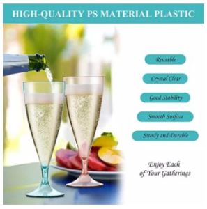 แว่นตาแชมเปญพลาสติกและแก้วไวน์Reusable แชมเปญแว่นตาขวดนมMimosa แว่นตาแชมเปญแบบพกพาแว่นตาสําหรับปิกนิกปาร์ตี้แคมป์ปิ้งและงานปาร์ตี้ (ชุด5ชิ้น)