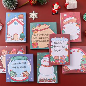 BWNTIX 50 Sheets Claus Santa Notepad Paper Office Supplies Self-Adhesive Message Notes Sticky Notes Christmas Memo Pads Writing Paper