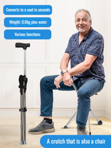 🔥 Multifunctional Foldable Walking Cane Chair With Comfortable Handle Lightweight Durable Stainless Steel Non-slip Strong Support Thickened Fabric - Outdoor Elderly Aid Cane Stool