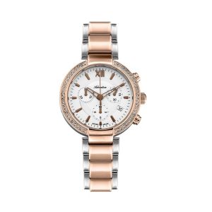 ADRIATICA Swiss Made Chronograph Watches Rose Gold Swarovski Crystal Womens Bracelet Watch 37mm A3811.R163CH