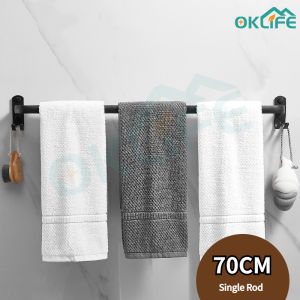 [OKLIFE. SG]Wall-mounted/black towel rack/with Hooks/Towel Rack/Towel Hanger/Wall Hanging