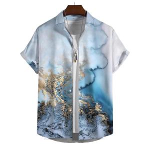 Luxury Shirt Summer Casual Mens Shirt Flip Neck Hawaii Shirt 3D Print Fashion Short Sleeve Europe Size XS-5XL