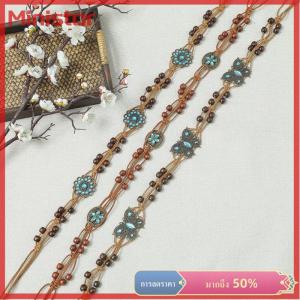 Ministar สายรัดเอวสไตล์โบฮีเมียนสำหรับผู้หญิงลูกปัดไม้ทอลายผีเสื้อน้ำประดับเพชรสไตล์ชาติพันธุ์แบบลำลองสำหรับวันหยุด