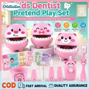 Oldlaiben Kids Dentist Pretend Play Set with Small Teeth Model Interactive Fun Dental Doctor Toy Accessories