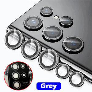 For Samsung Galaxy S25 S25 Plus S25 Ultra S24 Ultra S23 Ultra Camera Lens Protector Aluminum Alloy Metal Tempered Glass Camera film For s24ultra s23ultra Full Cover Circle Screen Protection Tempered Glass Camera Cover accessories
