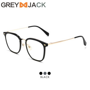 Grey Jack Frame Kacamata Titanium Model Kotak Stylish Simple Fashion Pria Wanita Bisa Minus Antiradiasi Blueray Bluecromic 15838