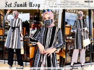 Setelan Tunik Ussy bahan Rayon Viscose LD110cm pj tunik 105cm