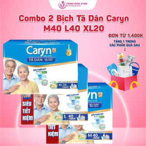 Combo 2 Bịch Tã Dán Caryn Siêu Thấm Size M40 L40+4 XL20 - Tã Dán Dành Cho Người Hạn Chế Khả Năng Đi Lại - Tã Người Già - Kho Bỉm Thanh Ngân