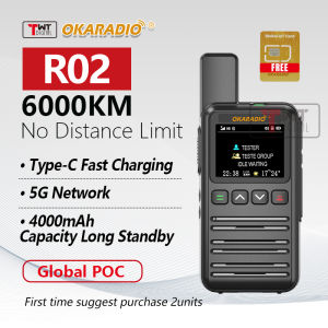 OKARADIO R02 POC Radio Nationwide LTE Walkie Talkie 6000KM Unlimited Range Global Network Intercom Two Way Radio with SIM Card Free Data