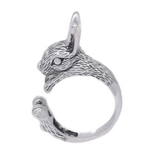 Retro Rabbit Shaped Adjustable Rings Open Rings Fashion Stereoscopic Opening Adjustable Rings Alloy Rings for Men Women