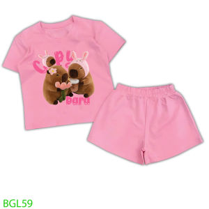 Bộ đồ bé gái hình in capy bara thỏ cho bé từ 6kg-27kg.BGL59.