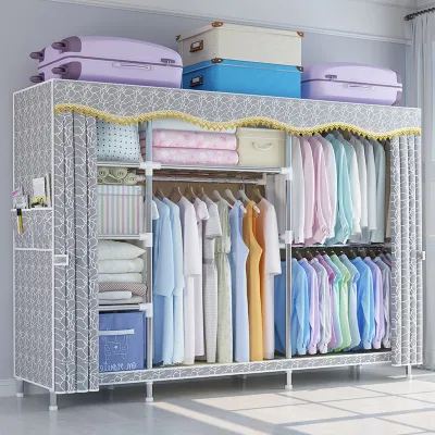 Kệ Giá Tủ Đựng Quần Áo Tủ Vải Metal Khổ 1m3 . 2m1 Khung Thép siêu lớn Tủ 3 Buồng Tủ 4 buồng Cỡ Lớn