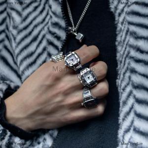 [COD] Man YingLie Vintage Rings Punk Quartz Watch Rings for Couple Women Man Hip Hop Cool Elastic Stretchy Watch Finger Rings Individuality Hip-hop Accessories
